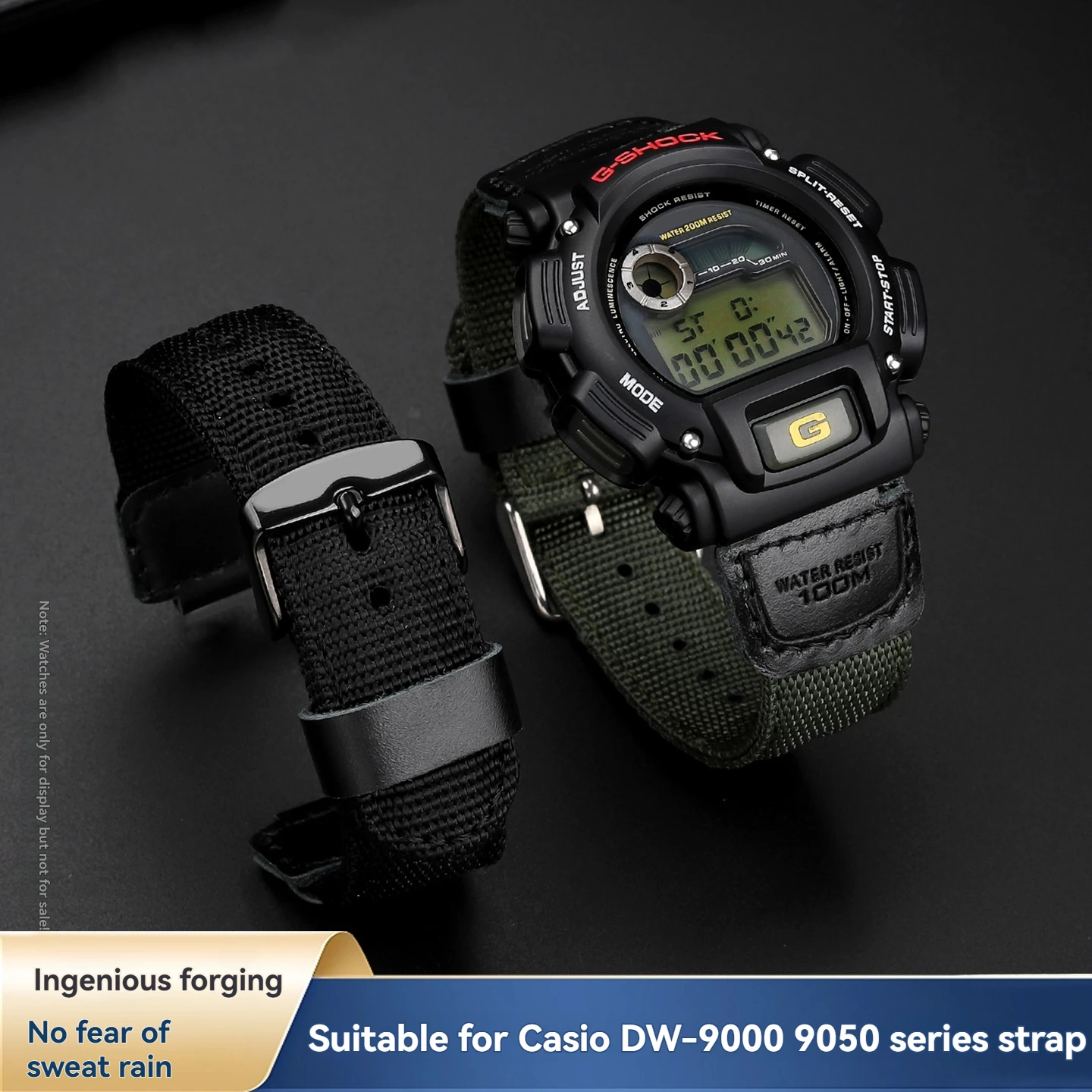 Фото Сменный нейлоновый холщовый ремешок для Casio DW-9052 DW-9050 DW-9051 9000 DW-6900, дышащий водонепроницаемый спортивный ремешок для преобразования №1