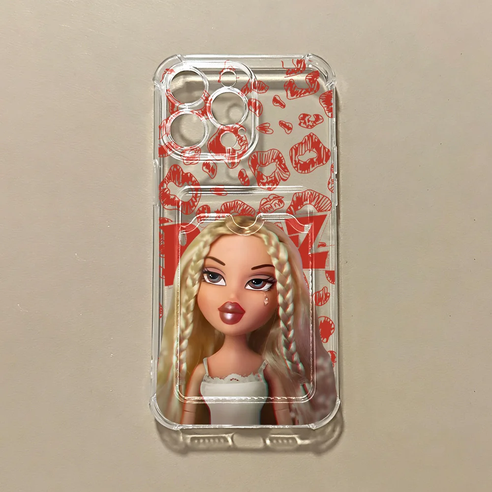 Новый очаровательный чехол-картхолдер BratzS для iPhone 17e 17 16e 16 15 14 13 12 11 Mini Pro Max Air Plus, противоударный, прозрачный (art.: 3920dbc4801a2) - 3920dbc4801a2