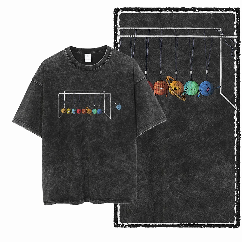Фото SA ASTRONAUT SPACE THEMES Хлопковая футболка унисекс с принтом Acid Washed Graphic Крутая уличная мужская футболка большого размера для мужчин №5