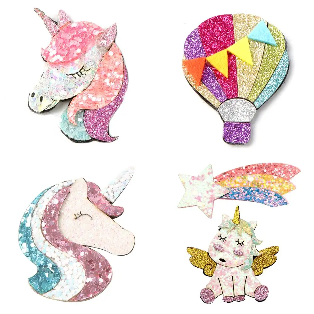 Объемные блестящие нашивки из нетканого войлока с изображением единорога