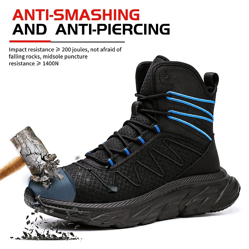 

2023 Male Work Boots Indestructible Safety Shoes Men Steel Toe Shoes Puncture-Proof Work Sneakers Male Shoes Adult Work Shoes