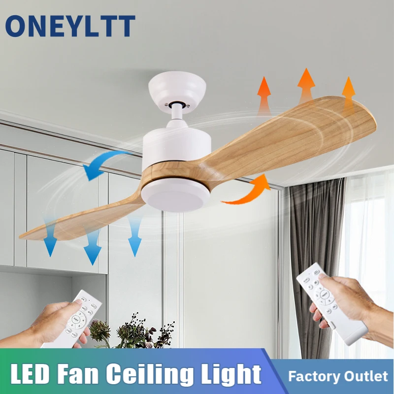 

Wooden Ceiling Fan with 2 Fan Blades Creative Indoor Wooden Ceiling Fan with Light and Remote Control Support 110-240V