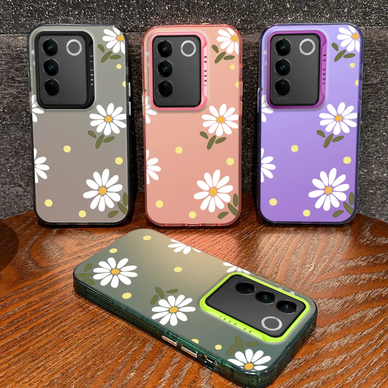 Чехол для vivo S16e V27e V27 E белый минималистичный чехол телефона с цветочной росписью