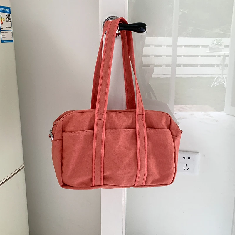 

2023 New Zipper Pillow Women's Bag Middle Shoulder Bags Youth Canvas Cotton Handbags Large Capacity Women Tote Bag Whole Sale