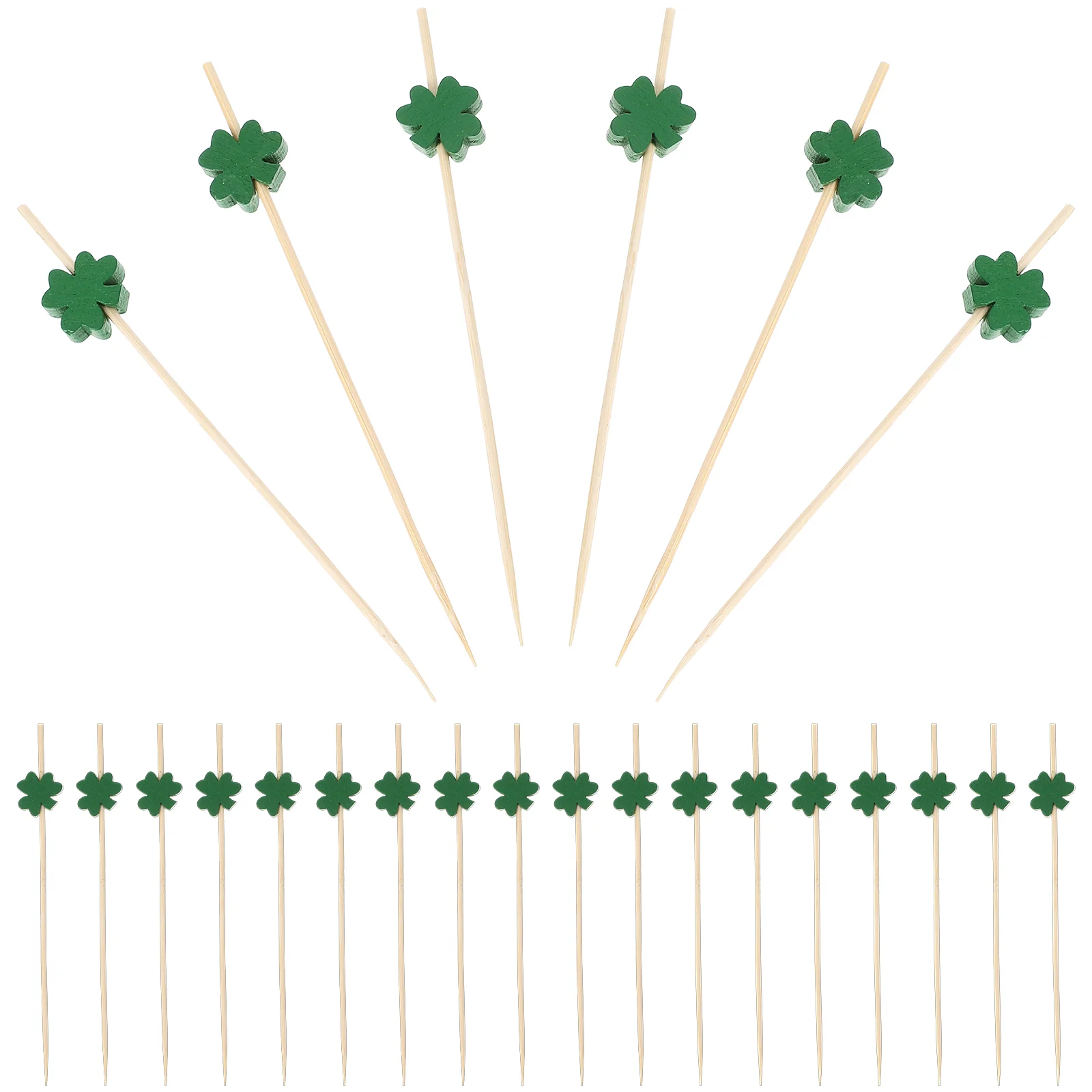 

100 Pcs Nativity Ornaments Party Cake Inserts Grill Shamrock Picks Green Leaves Decor Wood Cocktail Sticks Sandwich Fruit