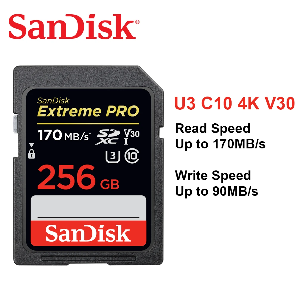 Карта памяти SanDisk Extreme PRO SDXC стандарта C10 U3 V30 SD-карта 4K UHD объемом 64 ГБ 32 128 512 16 карта