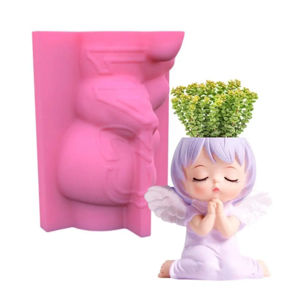 

Angel Head-Silicone Flower Pot Mold Concrete Candlestick Planter Makeup Brush Silicone Cement Clay Succulent Mold Holder Mo R6B2