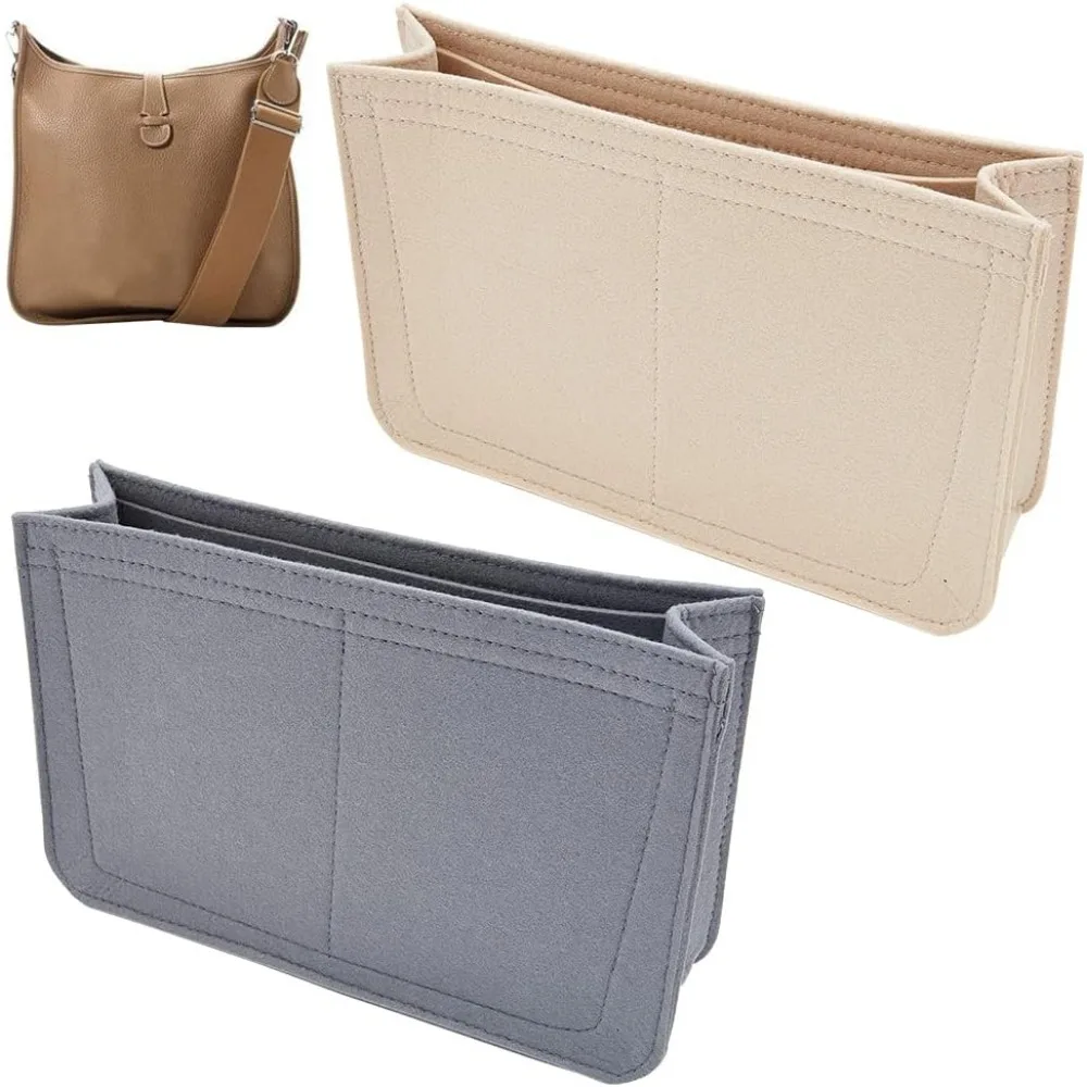 2 Colors Felt Handbag Insert Organizer Tote Bag with Pockets in for Hermes Evelyne 16 Microfiber Purse