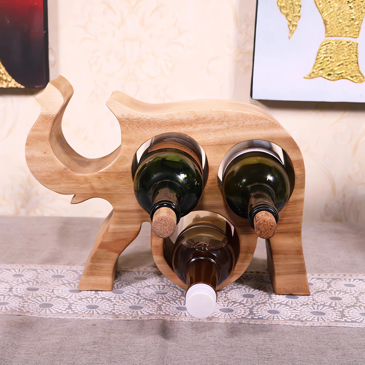 

Деревянная креативная Винная стойка-держатель в виде слона, стойка ручной работы в стиле ретро для виски, Европейский Декор для дома и гостиной
