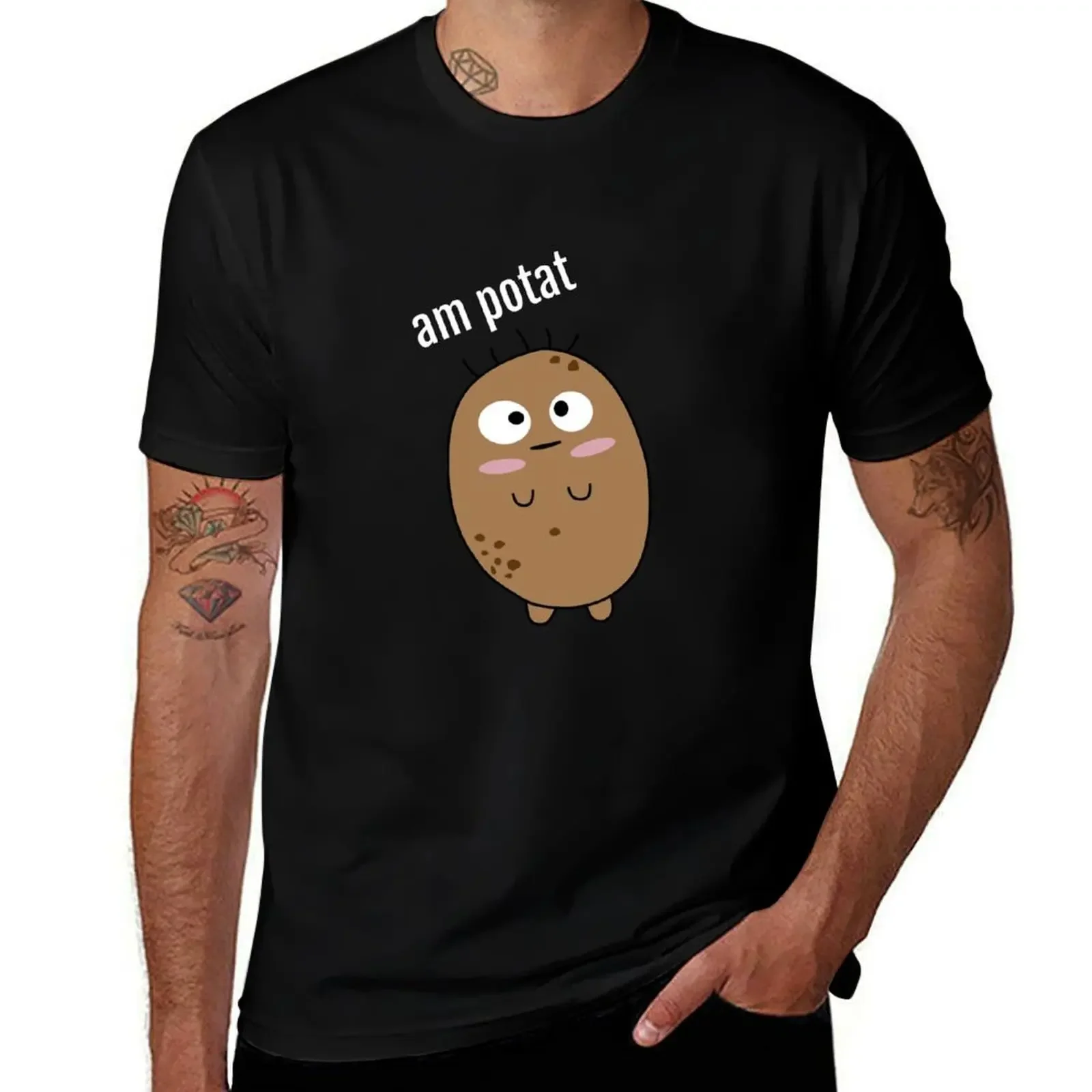 Футболка Am Potato Cutie Blushing with Squinting Eyes летняя одежда мужская футболка компрессионная