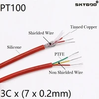 3 cores pt100 thermocouple wire silicone od 4 5mm ptfe insulated tinned copper stainless steel shielded compensation cable red
