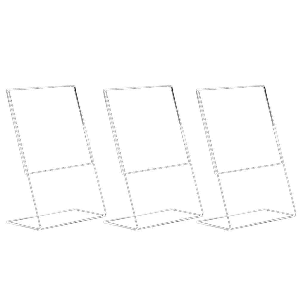 

3 Pcs Display Stand Clear Menu Holder Advertising Frame Desktop Storage Rack Acrylic Meeting Sign Flyers for business