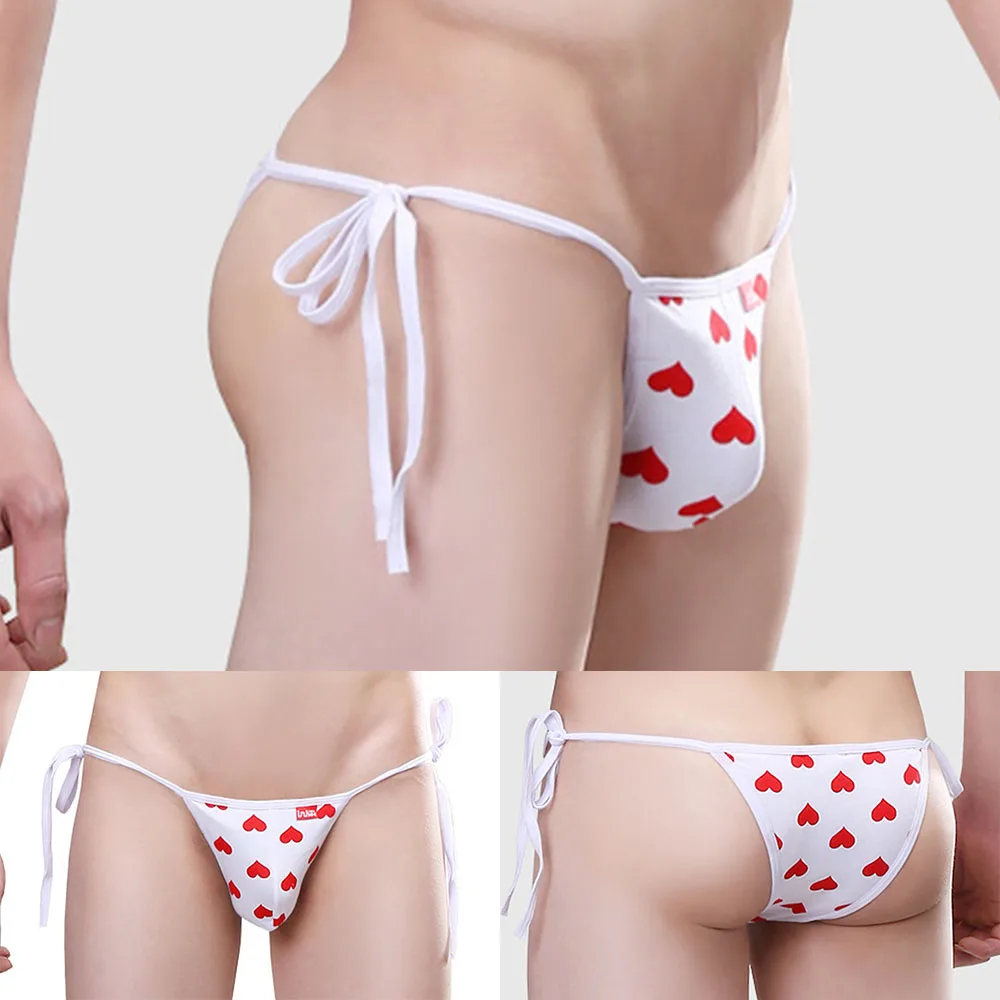 

Men Sexy Bandage Thong Tether Bulge Pouch Cotton Briefs Ultra Thin U Convex Low-rise Bikini Underwear Elastic Man Panties