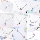 Женский кулон с волной ANENJERY, кулон с сердечком из стерлингового серебра 925 пробы, рождественский подарок