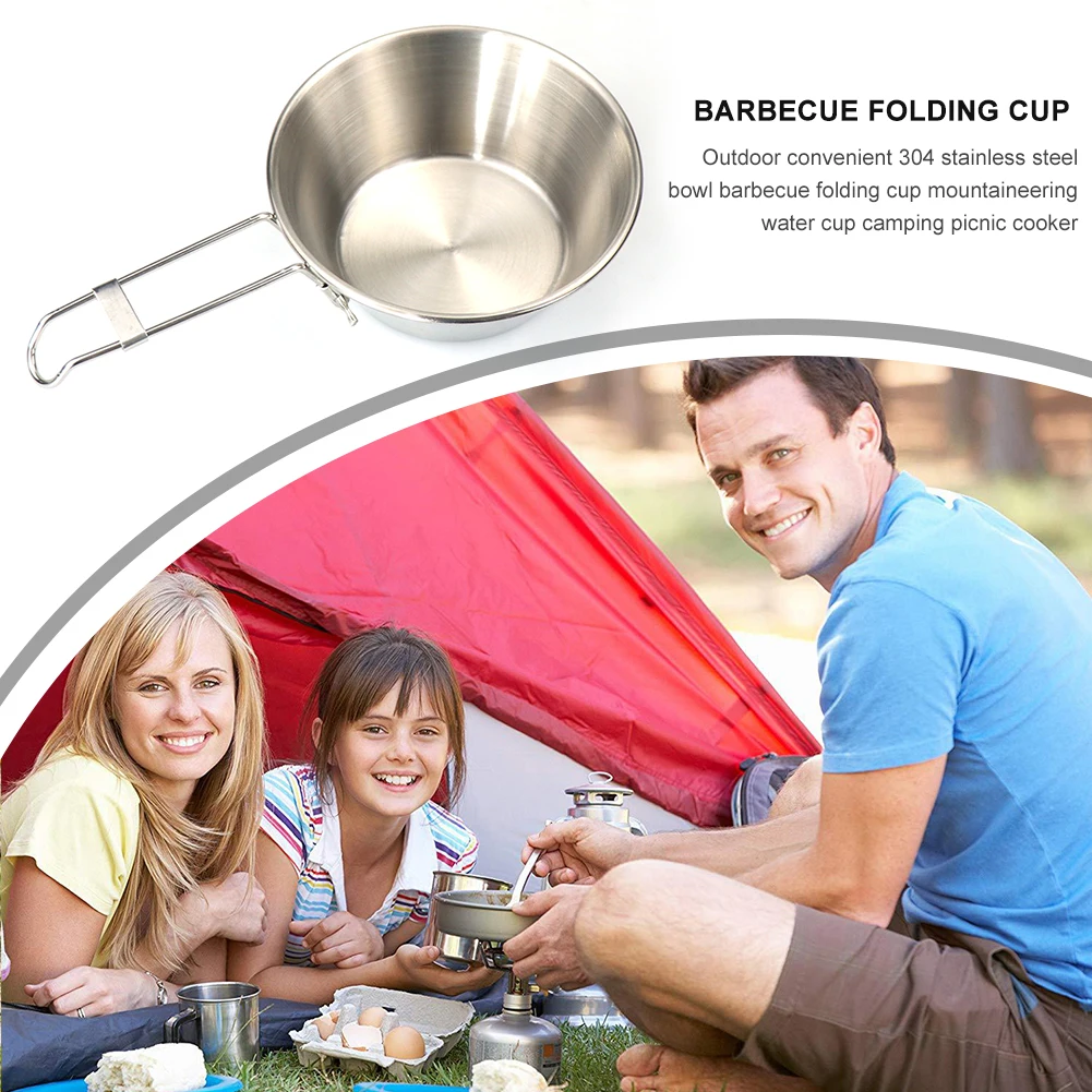 

300ml Foldable Handle Bowls Outdoor Camp Picnic Hiking Portable Food Container Ultralight Titanium Cup Bowls