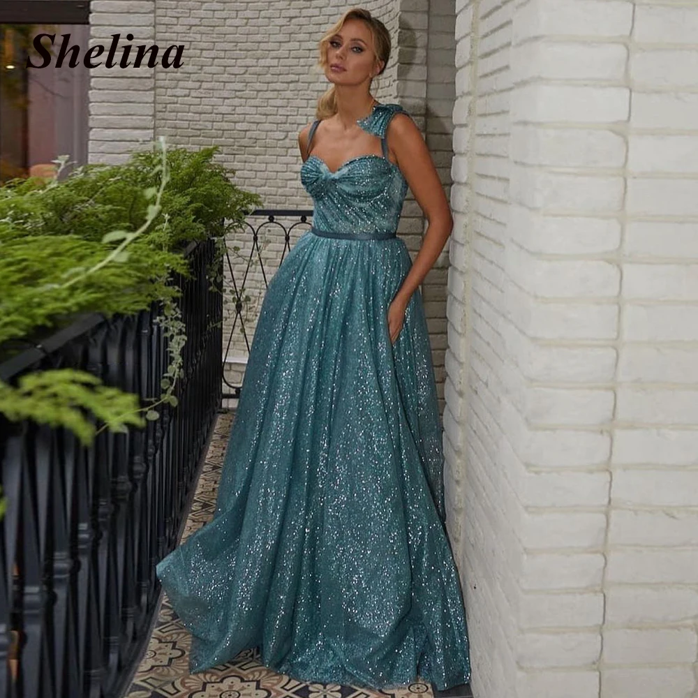 

Shelina Charming Sparkly Tulle Bow Evening Dresses 2023 V-neck Sleeveless Lace-up Court Train Vestidos De Ocasión Formales