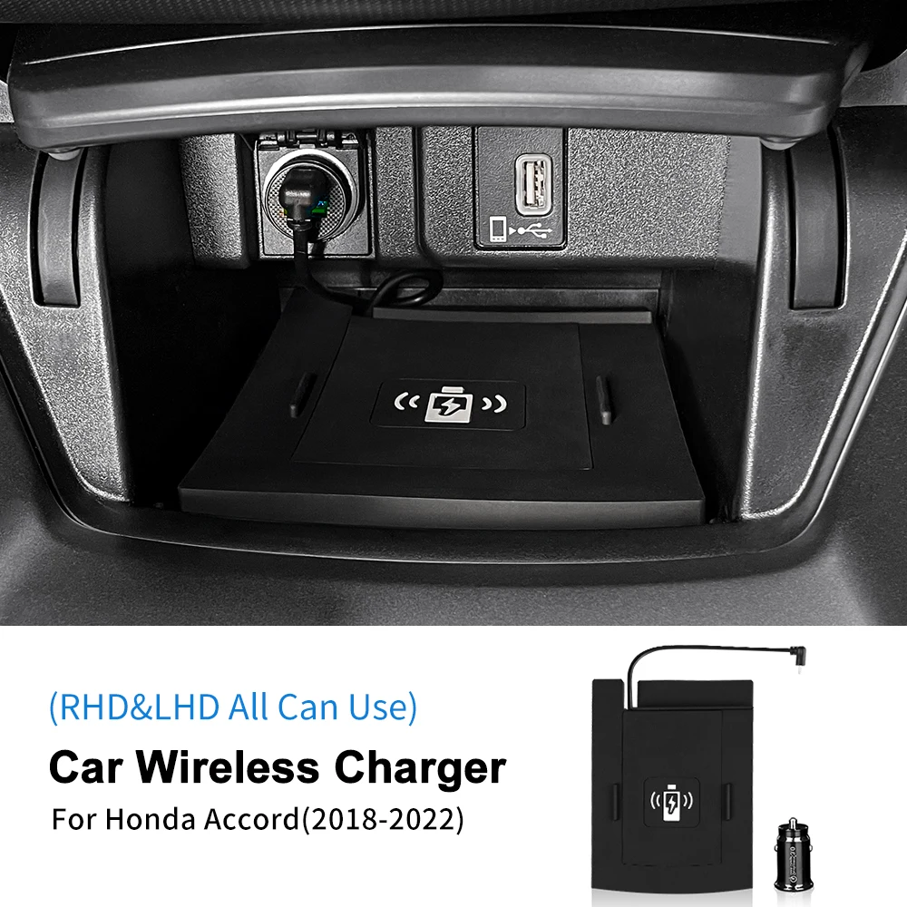 

Беспроводное зарядное устройство для Honda Accord 10 и 11 поколений 2018-2020 2021 2022 2023 2024 15 Вт, держатель для быстрой зарядки, автомобильные аксессуары