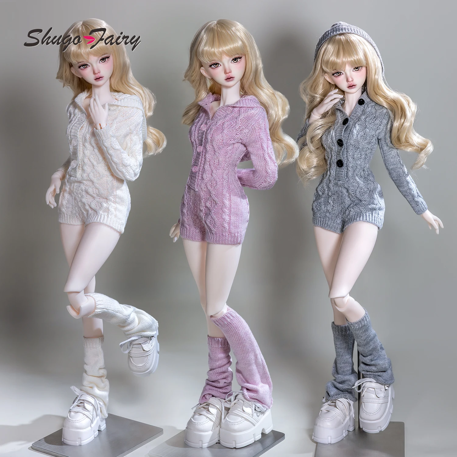 Фото Кукла BJD 1/4 Kaka H ShugaFairy MSD, полный комплект: стильный повседневный наряд для непринужденной леди — вязаный свитер с капюшоном, для шарнирной куклы №1