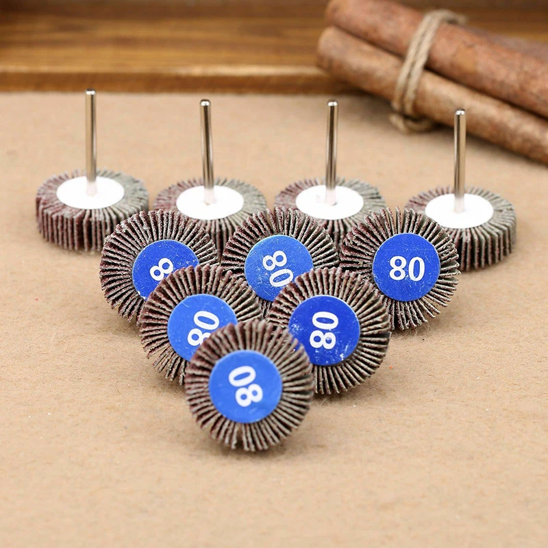 

10pcs/Set Sanding Flap Wheel Rod Drum 80-Grit Grinding Accessory Sharpening Rotary Tool Polishing Wheel Abrasive Tools