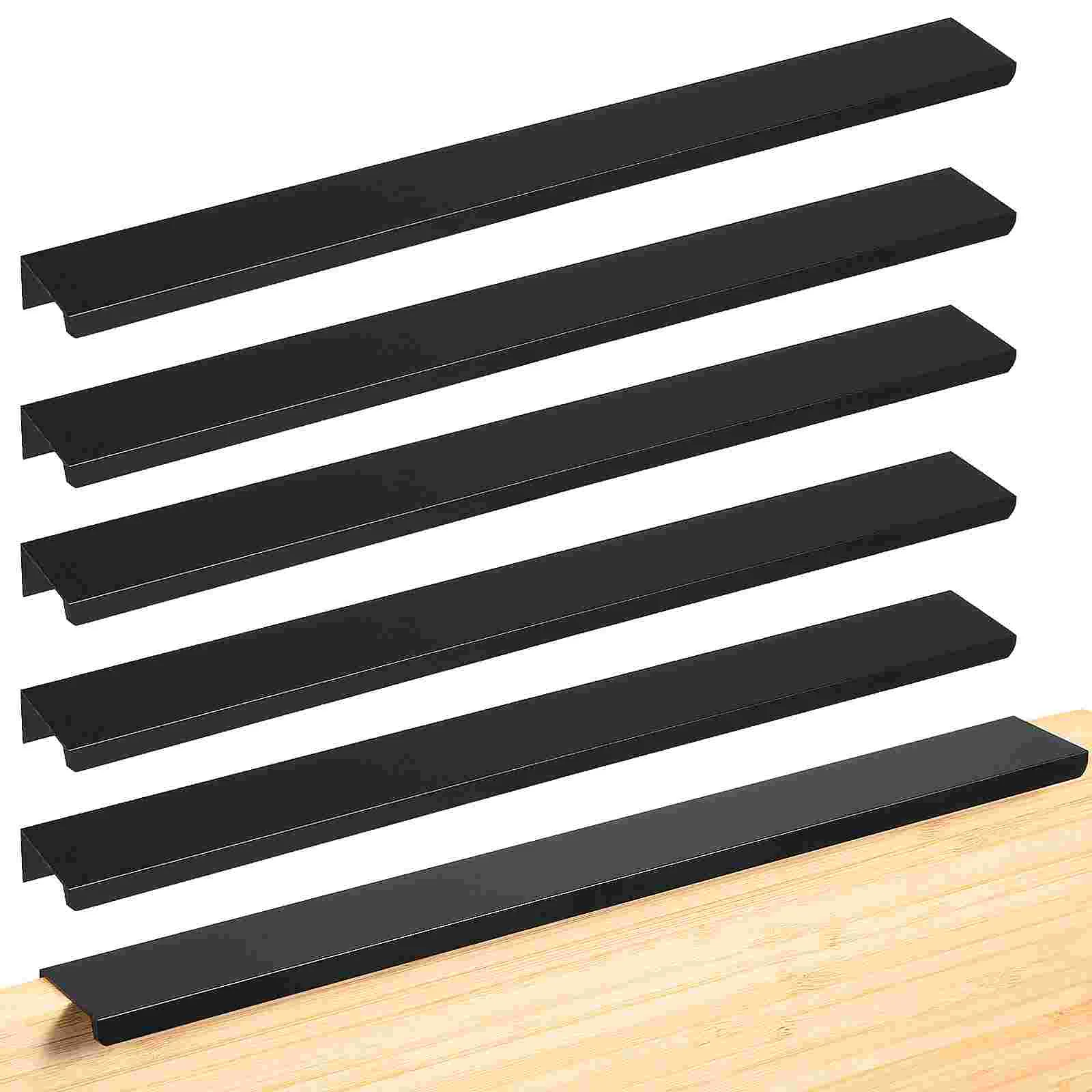 

6 Pcs Handle Cabinet Pulls Concealed Tab Handles Dresser Drawers Cupboard Edge Black American Style Mount Finger