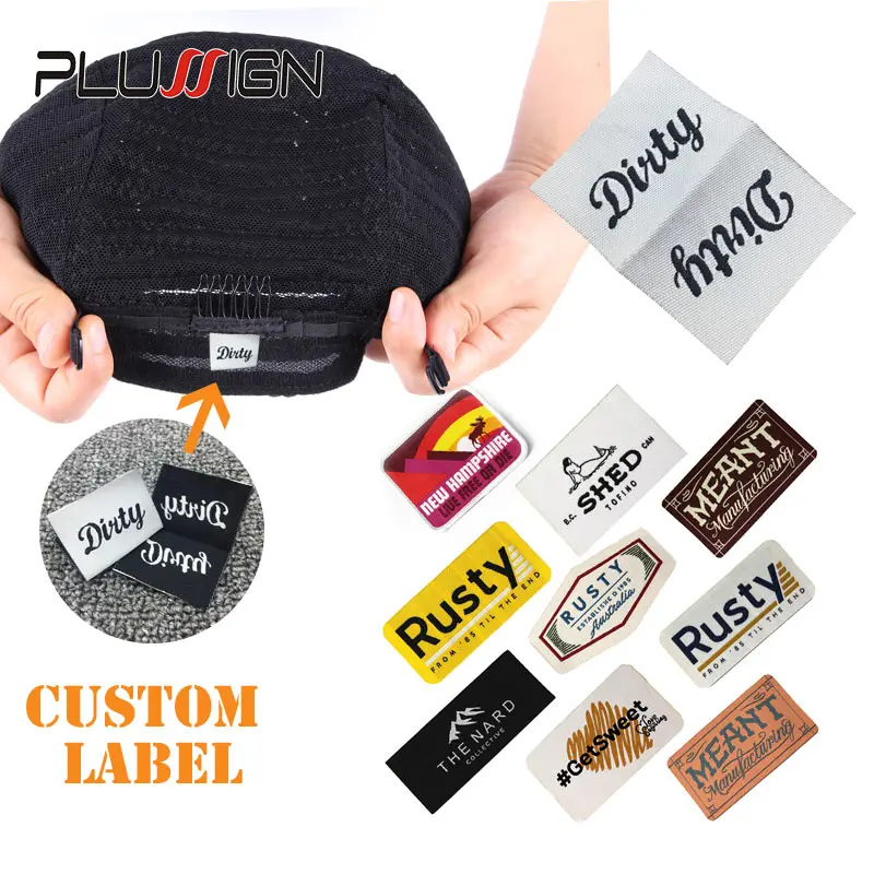 Plussign 100-500Pcs Custom Label For Wigs And Wig Caps Cloth Tag For Hair Diy Hat Clothing Handmade Tags Sewing Tag For Hair