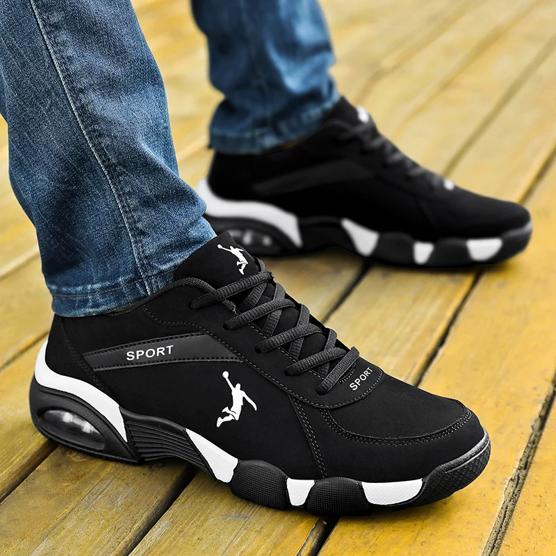 New Hot Men's Sports Shoes Air Cushion Basketball Shoes Men Breathable PU Leather Sports Shoes Light Running Shoes Men Sneakers
