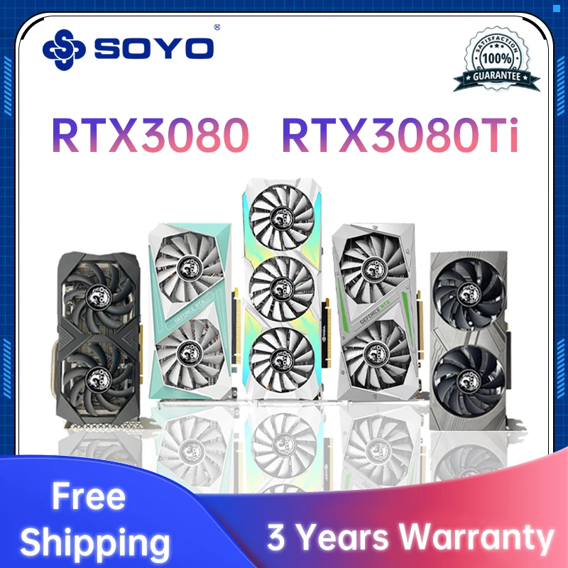 SOYO New RTX3060Ti 3070Ti 3080 2060S 2070S 1660S NVIDIA 8G/12G gaming GPU GDDR6 Desktop graphics card support desktop Gpus