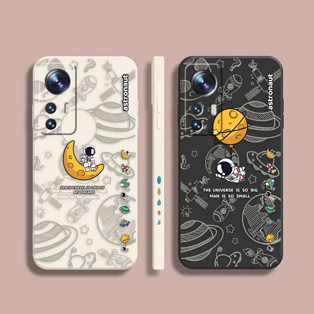 

Phone Case For Xiaomi 13 12 12T 12S 11 11T 10S 9 8 Pro Ultra Lite Case Cover Funda Cqoue Shell Capa Cartoon Minimalist Astronaut
