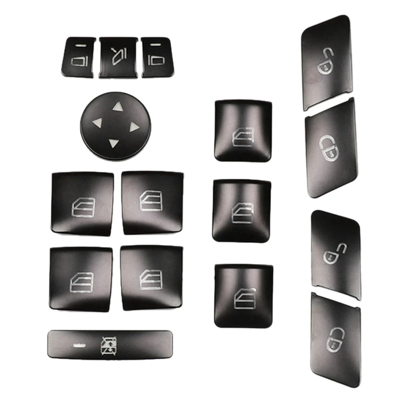 

80PCS Car Door Seat Memory Lock Window Glass Lift Button Cover Sticker For Mercedes Benz CLA/GLA/GLK/GLE/CLS/GL/ML/A/B/E
