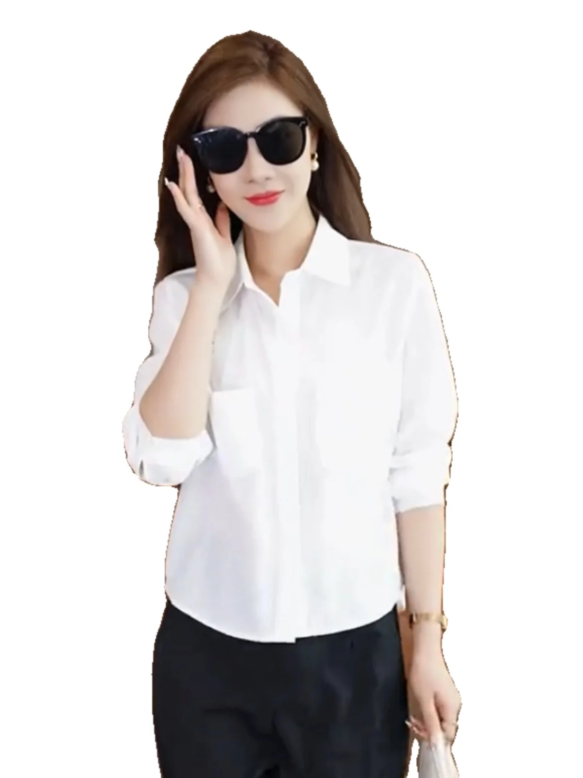 Fashion Western Sle Shirts Women 2024 Autumn New Loose Belly Covering Slimming Slim fit Small Short Long sleeve Shirt