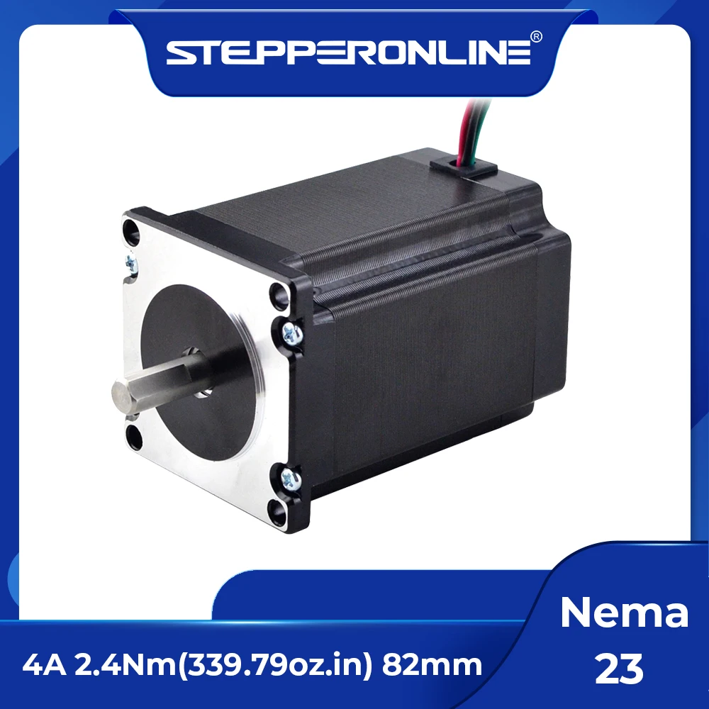 Фото STEPPERONLINE Nema 23 Шаговый двигатель 2,4 Нм 57x82 мм 4A D = 8 мм Nema23 Шаговый двигатель 340 унций, 4 отведения для фрезерного станка с ЧПУ №1