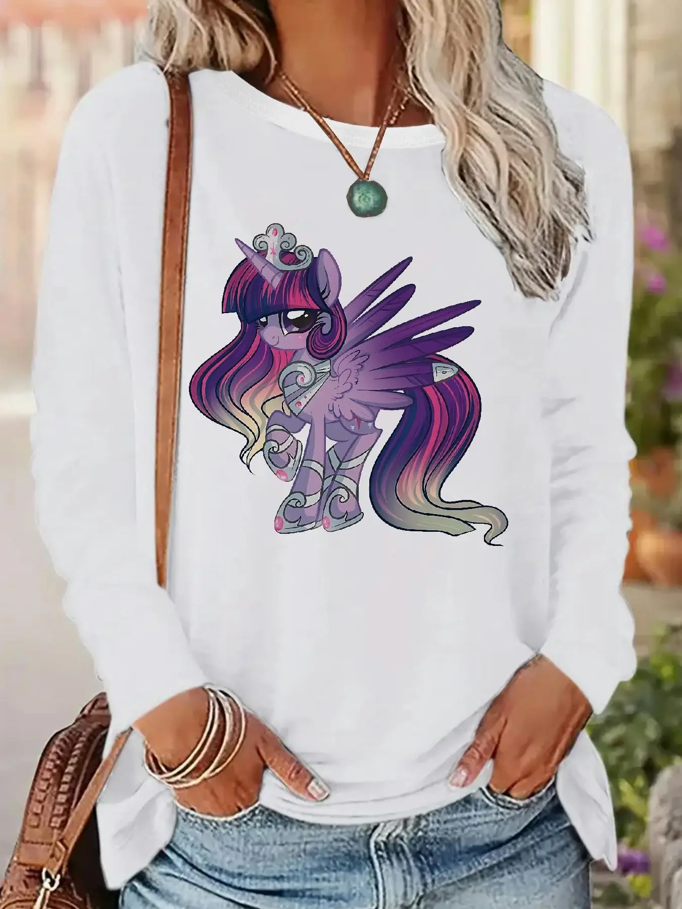 Фото Футболки с длинными рукавами и круглым вырезом MY LITTLE PONY M2625 (66), 95% полиэстер + 5% эластан, весенне-летние повседневные топы для активного отдыха №1