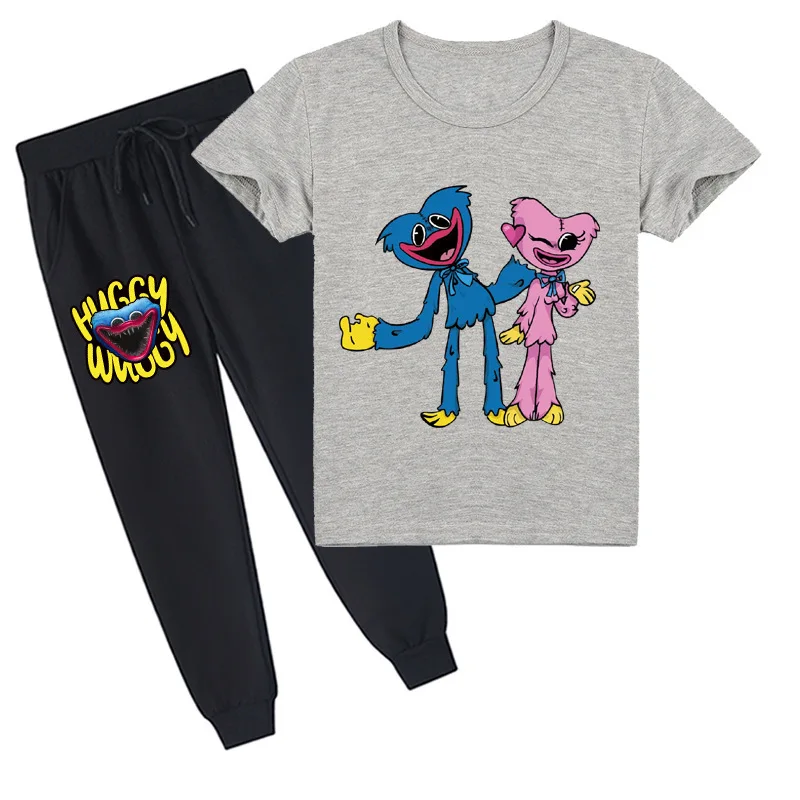 

Girls Video Game Poppy Playtime Shirt + Pants 2 Pcs Suit Kids Cartoon Huggy Wuggy Costume Children Clothing Sets Boys Sportwear