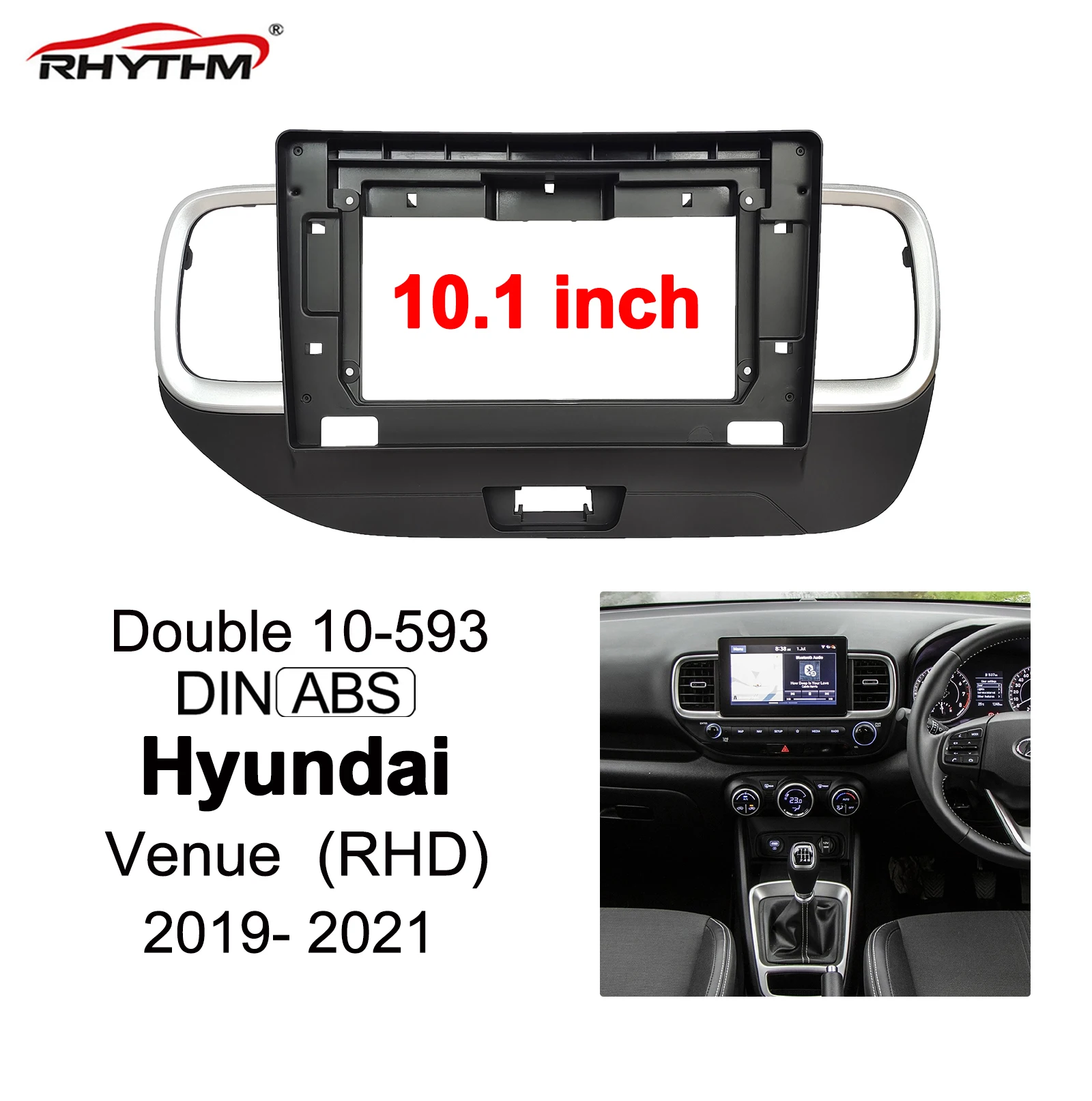 

10,1 дюймовая 1din Автомобильная панель для Hyundai Venue 2019-2021, монтажная панель для приборной панели, один Din Автомобильная рамка для CD, DVD, Gps