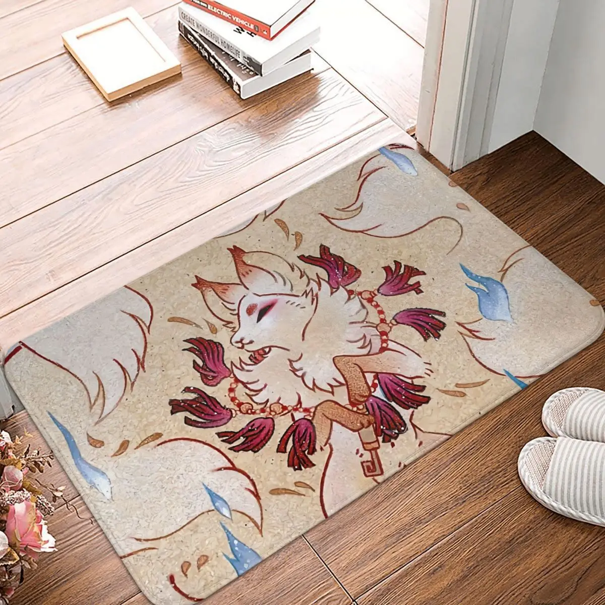 

Hip Hop Non-slip Doormat Living Room Mat Apotheosis TeaKitsune Fox Yokai Hallway Carpet Welcome Rug Bedroom Decor