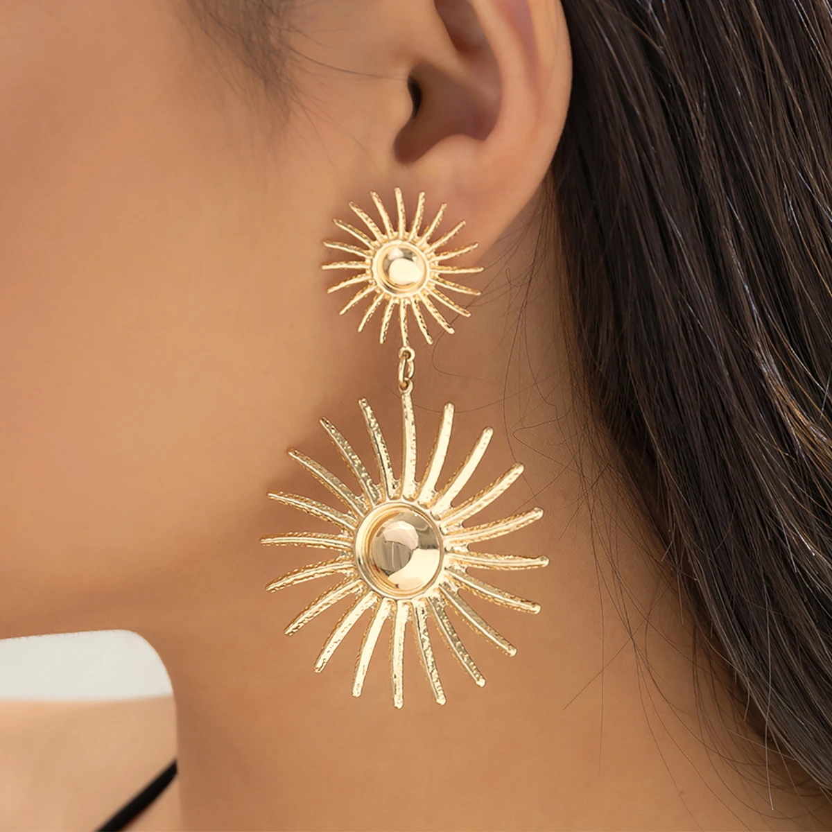 

PuRui Bohemian Exaggerated Wild Sun Earring Set For Women Punk Fashion Imitation Pearl Drop Earrings Trend Party Jewelry