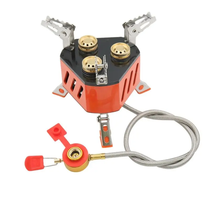 

Windproof 3 Head Camping Stove Mini Portable Outdoor High-power Strong Firepower Gas Stove Tourist Burner 11800W Gas Cooker