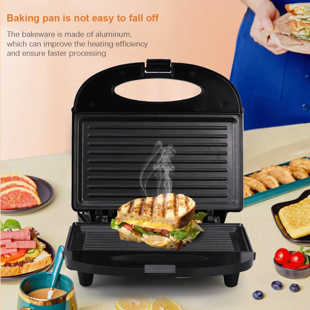 750w electric sandwich maker nonstick panini waffles maker egg bubble cake oven bread toaster breakfast machine 220v eu plug free global shipping