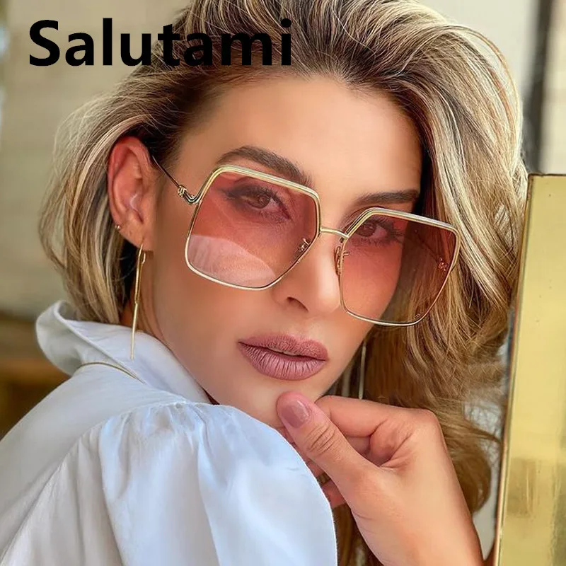 

Новинка 2022, роскошные брендовые солнцезащитные очки большого размера, квадратные очки для женщин, винтажные градиентные розовые и серые со...