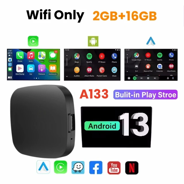 

Android 13 CarPlay AI Box адаптер беспроводной CarPlay Android Авто Smart AI Box для Netflix YouTube FOTA обновленный Автомобильный мультимедийный