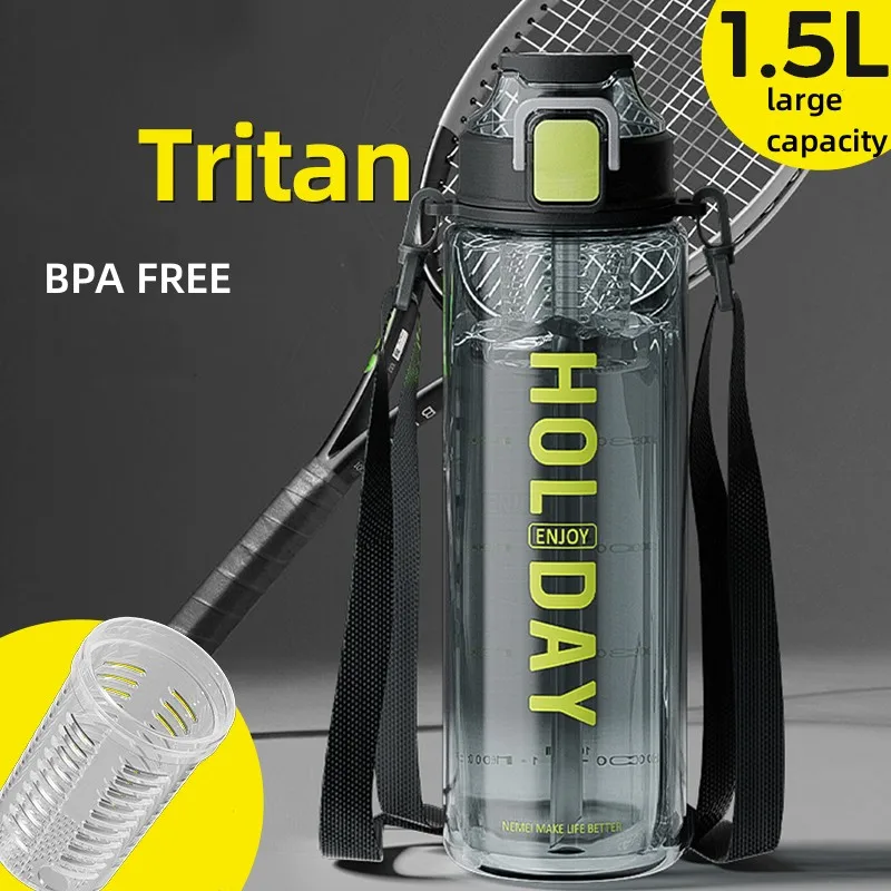 1 Litre With Straw And Fruit Infuser,portable Leak-proof Out