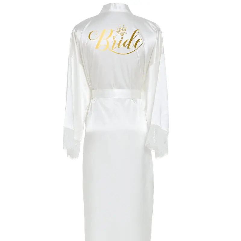 Silk Satin Lace Robes White Bridesmaid Bride Wedding Long Robe Bathrobe Plus Size Maid of Honor Gown Pajamas Green
