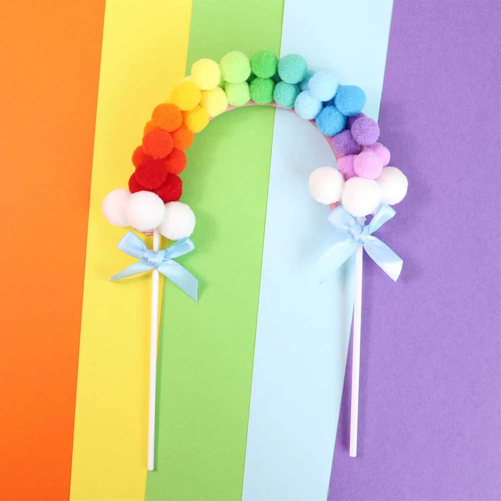 

Cake card arches rainbow hair ball dessert card baking cake plug-in birthday party decoration supplies wholesale