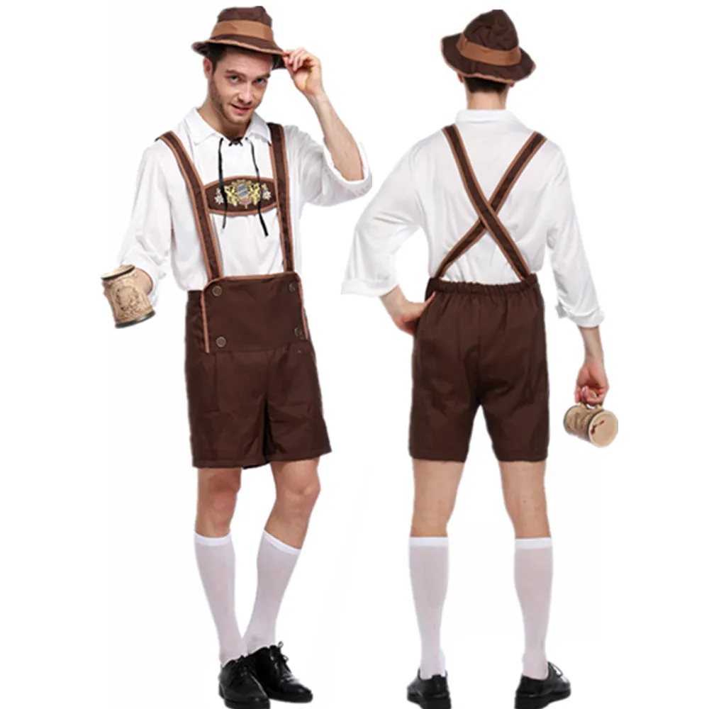 

Classic Male Oktoberfest Costumes Bavarian Men's Suspenders Lederhosen Costume Cosplay Carnival Halloween Party Fancy Outfit