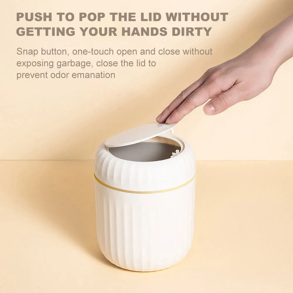 Мини-настольная Корзина Для Мусора 2024 Новая Круглая Форма С Крышкой