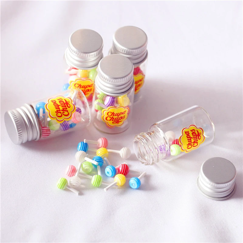 

1/12 Dollhouse Miniature Food Dessert Sugar Lollipops With Case Holder Candys Kids Play Toys