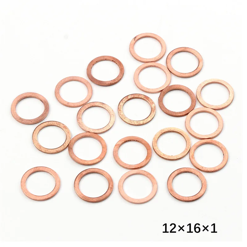 20/50PCS M5-M24 Solid Copper Washer Flat Ring Gasket Sump Plug Oil Seal Fittings 10*14*1MM Washers Fastener Hardware Accessories - купить по