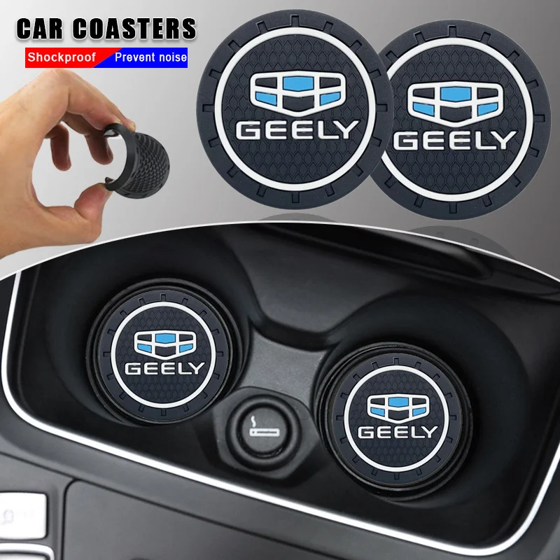 

Car Coasters PVC Anti Slip Coasters Cup Holder Insert for Geely GX3 Emgrand EC7 X7 Boyue Haoyue New Vision-X3 Binyue Accessories
