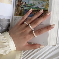 adjustable baroque natural pearl ring for woman trend index finger ring bohemia senior beaded ring luxury wedding party jewelry