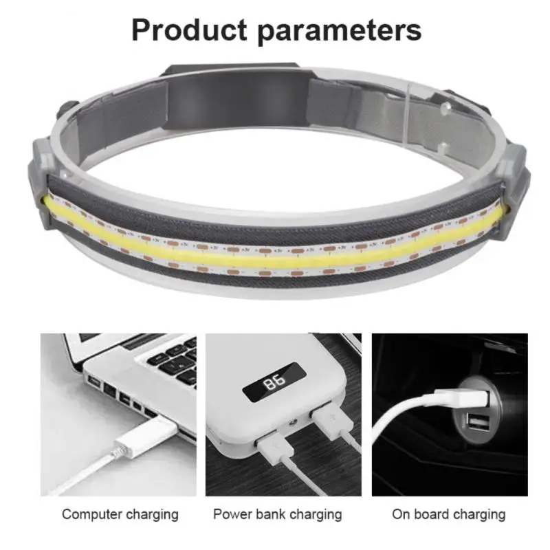

Налобный фонарь для бега на открытом воздухе с Cob бусинами, портативная Водонепроницаемая красная лампа, предупреждение о превышении, Usb-зарядка, яркая Налобная лампа, мини-фонарь
